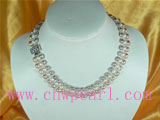 three rows multicolors freshwater pearl necklace